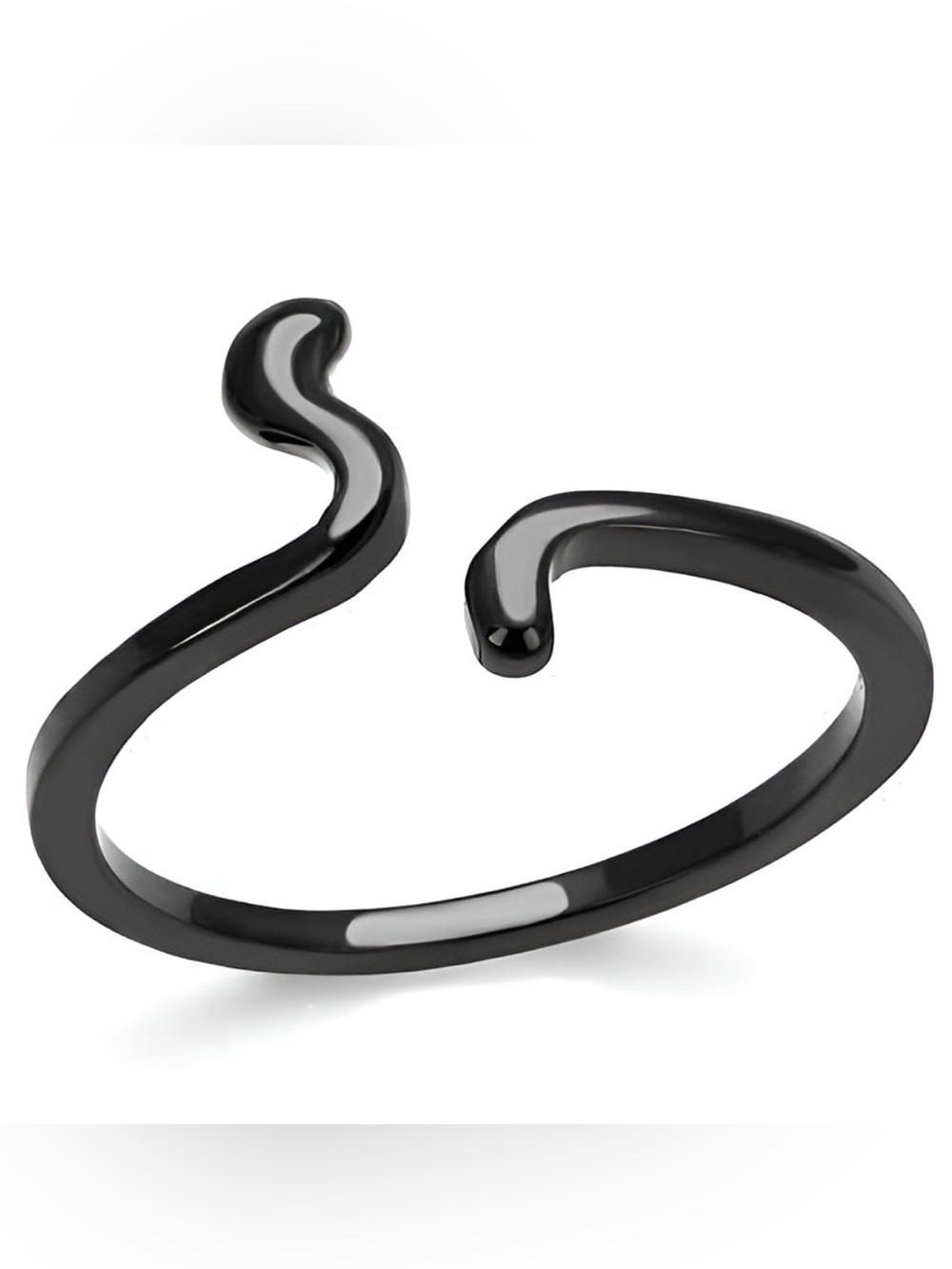 Slickblue Black Stainless Steel Ring Cuff Style Size 6 NEW